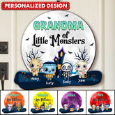 Hallooween Grandma Mom Of Little Monster Kids Personalized Door Sign